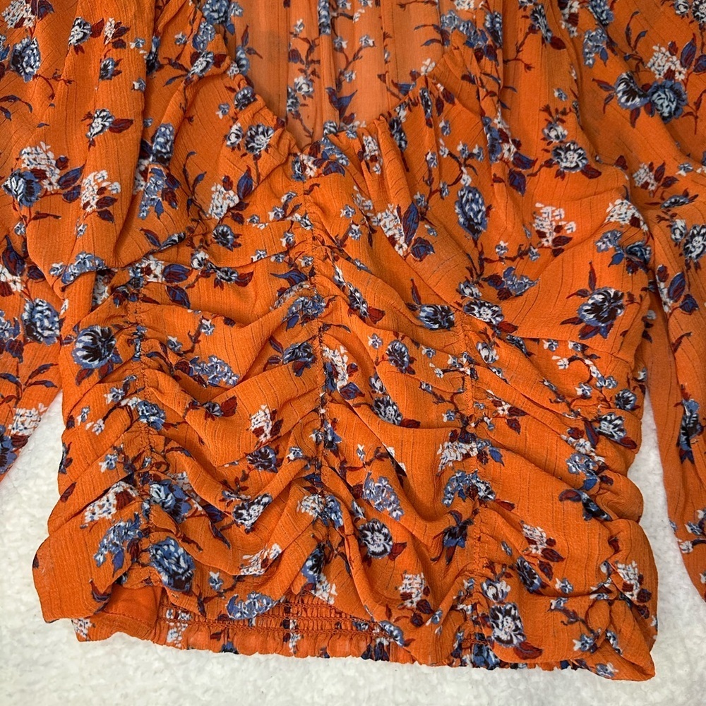 FREE PEOPLE Final Rose Blouse In Rust Combo Women’s Size M - Picture 5 of 8